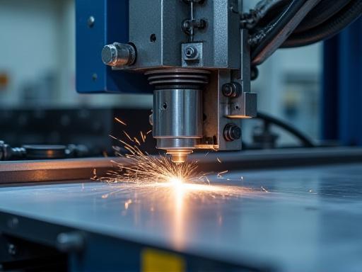 정밀 프레스가 금속판을 가공하는 모습